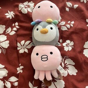 16" Takashoji Dango - Round 1 Arcade Plush Octopus, Penguin, Squid On Stick